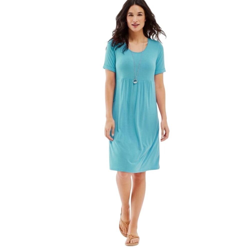 J. Jill Soft & Comfy Scoop-Neck Knit Dress - Island Blue - Size Large